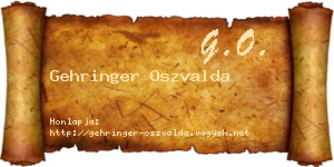 Gehringer Oszvalda névjegykártya